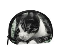Small Coin Purse Personalized Women Wallet Coin Pouch Outdoor Shopping Coins Wallet Black And White Cat Change Storage Bag For Women Gifts