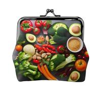 Small Coin Purse with Healthy Food Print for Men and Women, Black, One Size, Vintage, Black, One Size, Vintage