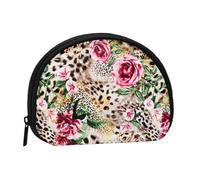 Small Coin Purse With Zipper Animal Tiger Leopard Print Rose Flower Mini Wallet Coin Pouch Portable Change Purse For Women Girls Fashion Ladies Canvas Coin Bag With Keychain Credit Card Id Storage Bag