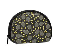 Small Coin Purse with Zipper, Funny Tennis Racquets Tennis Balls Mini Wallet Coin Pouch, Portable Change Purse for Women Girls, Fashion Ladies Canvas Coin Bag with Keychain Credit Card Id Storage Bag