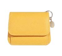 Small Coin Purse, Women's PU Leather Purse with Zip, Handmade Portable Change Bag for Headphones, Lipstick, Credit Card, yellow, see description, See description