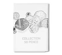 Small Coin Schulz Album White with Ornaments 96 Storage Spaces for Coins Fifty Pence Two and One Pound Folder £1 £2 Euro 10p 20p Collector Holder 8x Pages 35x35mm Pockets Book