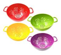 Small Colander, 4Pcs Double Handle Small Plastic Colander Set Food Strainer 7.5x5.8 Inch Dishwasher Safe Drain Basket for Fruits & Veggies