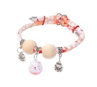 Small Collar for Cats | Collar with Bell and Cedar Beads for Kittens, Adjustable Buckle Sizes S M L for Training Walks Indoor Outdoor Travel