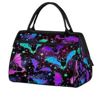 Small Colorful Bat Animals Overnight Weekender Tote Bag for Women Men Foldable Travel Duffel Bags Lightweight Sports Gym Bag Waterproof Carry On Luggage Weekender Bag for Traveling Gifts