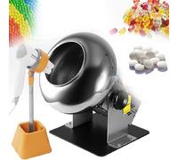 Small Commercial Sugar Coating Machine, Mini Chocolate Panning Machine with Hair Dryer and Stand, 1-3kg/H Chocolate Coating Polishing Machine, 0-72rpm Candy Coater