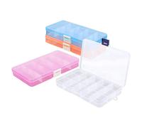 Small Compartment Organizer Case, 4PCS 15-Grid Adjustable Plastic Box with Dividers, Empty Storage Container