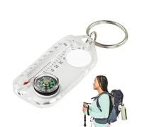 Small Compasses, Thermometer, Keychain, Pocket Survival Compass | Survival Thermometer Compass Keychain, Orientation Keychain for Outdoor Hiking, Camping - Compact