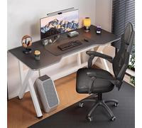 Small Computer Desk for Home Office, Stylish Gaming Workstation with Headphone Hooks, Compact Executive Writing Table for Students & Professionals in Sleek Black