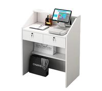 Small Computer Desk Retail Checkout Counter,Modern and simple Wooden Computer Desk Reception Table,small reception counter, for the office of the shop clinic A,L60cm