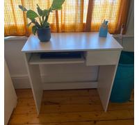 Small Computer Desk White Workstation W/ Keyboard Tray Home Office Laptop Table