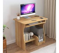 Small Computer Desk with Extendable Keyboard Tray, Home Office Desk with Shelves and CPU Stand, Modern Simple Wood Workstation Desk-C 60 x 40 x 72cm (24 x 16 x