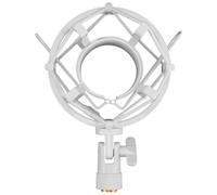 Small Condenser Mic Shock Mount for Desktop Voice Recording Metal | Anti Vibration Holder, Reduces Environmental Noise, Matte White Finish, for Meeting Platforms and Shared Apartments
