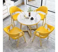 Small Conference Negotiation Table Round Dining Table with 4 Leather Chairs for Office Reception & Kitchen Yellow 27.6in 70cm Perfect for Clubs & Meetings
