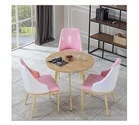 Small Conference Table Set for Office & Kitchen Compact Dining Furniture with Chairs Ideal Spaces Reception Living Room (Pink 70cm) (Pink 80cm)