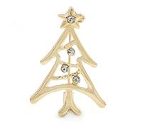 Small Contemporary Holly Jolly Christmas Tree Brooch In Gold Plating - 30mm L
