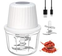 Small Cordless Food Processor, 400ml Mini Chopper Electric with 6 Blades | USB-C Rechargeable Vegetable Onion Chopper, Wireless Meat Blender Grinder, Portable Garlic Crusher Mincer,Kitchen Mixer,White