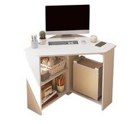 Small Corner Desk for Home Office 90 Degree Triangle Design with Storage Space Saving Writing Desk for Bedroom White 30.3in (77cm)