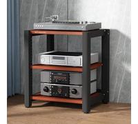 Small Corner Media Stand3Tier Heavy Duty Audio Video Cabinet for Living Room & BedroomOpen Design Teak Furniture Rack for Stereo Components
