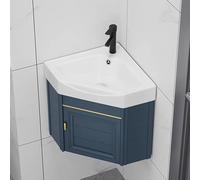 Small Corner Vanity Sink Combo - Bathroom Vanities Cabinet Lavatory Wash Hand Basin with Cold & Hot Water Pipe Faucet for Laundry Room, Living Room, Balcony