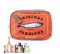 Small Cosmetic Bag - Easily Carry, Cosmetic Pouch, Travel Makeup Pouch | Funny Canned Sardine Design Aesthetic Storage Bag for Skincare, Eye Shadow, Shampoo