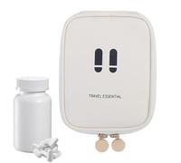 Small Cosmetic Bag - Portable and Compact Toiletry Bag | Lightweight and Compact Odour Resistant Bag for Car and Commuter Travelling Space Saving, Cream Color, riferimento alla descrizione