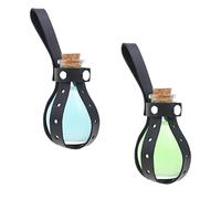 Small Cosplay Potion Bottle 2x - Clear Spherical Cosplay, Wizard, Witch Costume Accessory - Includes Cork Stopper, Black Faux Leather Sleeve Holder, Belt Loop