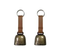 Small Cow Bell for Dog Collar with Leather Strap, Bear Warning Bell, Loud Cowbell, Anti-Lost Grazing Copper Training Bells, Pet Tracker Noise Maker for Puppies Cat Horse Sheep Goat (2 Pack)