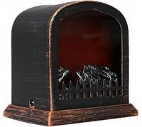 Small Cozy Fireplace Lantern Traditional Realistic Log Wood Burning Flame Effect Ligh LED Charcoal Style Table LampFor Indoor & Outdoor Use