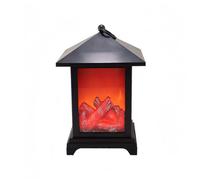 Small Cozy Fireplace Lantern Traditional Realistic Log Wood Burning Flame Effect Ligh LED Charcoal Style Table LampFor Indoor & Outdoor Use