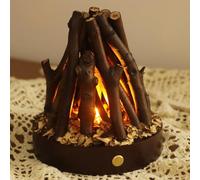 Small Cozy Fireplace Lantern Traditional Realistic Log Wood Burning Flame Effect Ligh LED Charcoal Style Table LampFor Indoor & Outdoor Use