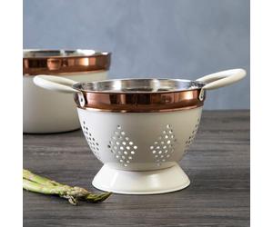 Small Cream and Copper Colander | Prescott