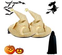 Small Creepy Hair Clips,Creepy Hair Pins - 2 Pieces Wizard Hat Headdress,Halloween Star Moon Hat Pin Hats Pair