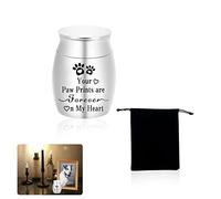Small Cremation Urns for Ashes, Stainless Steel Memorial Keepsake, Mini Funeral Urn for Human and Pet Ashes with Velvet Bag, No Longer By My Side, But Forever In My Heart" (Silver)