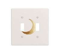 Small Crescent Moon Metallic Gold Foil Double Gang Toggle Light Cover Wall Plate Switch Decor Standard Size - 11.4x11.4cm