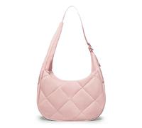 Small Crescent Shoulder Bag for Women, Cute Lightweight Puffer Nylon Purse, Everyday Handbag with Adjustable Strap, Pink, S