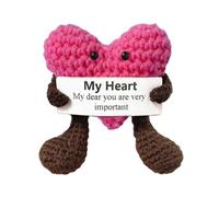 Small Crochet - Handmade Crocheted Heart Plush | Mini Knit Heart Doll | Cute Stuff Heaart Doll | Pocket-Sized Charm Hug Gift For Friends, Kids, Birthday | Cute Keepsake Toy