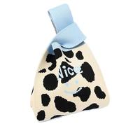 Small Crochet Wristlet Handbag Handmade Knitted Handbag Tote Bag Knot Wrist Bag For Women Girls Reusable Shopping Bags For Women(Cloor-02)