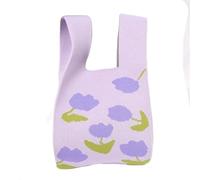 Small Crochet Wristlet Handbag Handmade Knitted Handbag Tote Bag Knot Wrist Bag For Women Girls Reusable Shopping Bags For Women(Cloor-06)