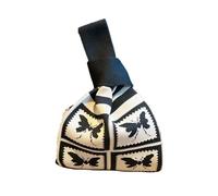 Small Crochet Wristlet Handbag Women Girls Knit Handbag Mini Reusable Tote Bag Knot Wrist Bag Handmade Shoulder Bag Shopping Bags For Women(Color-8)