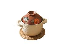Small Crock Pot Claypot Home Casserole Dish Ceramic Cookware Kitchen Stew Pots For Cooking Heat Resisting Clay For For Braising(800ml Brown01)