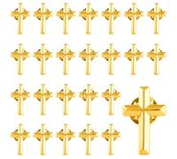 Small Cross Lapel Pins, Golden Alloy Religious Christian Chaplain Cross Pin for Funeral Church Prayer, Metal Lapel Pins Bulk, No Size, Stainless Steel, no gemstone