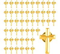 Small Cross Lapel Pins, Golden Alloy Religious Christian Chaplain Cross Pin for Funeral Church Prayer, Metal Lapel Pins Bulk, No Size, Stainless Steel, no gemstone