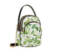 Small Crossbody Bag for Women Allover Print Design durables Polyester Anti-scratch Top Handle & Crossbody for Daily Use Fresh Green Fruit White