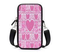 Small Crossbody Bag for Women Mini Cell Phone Purse with Strap Lightweight Cell Phone Bag Cute Cross Body Purse Pink White Love Heart Crossbody Wallet Crossbody Purse Travel Wallet
