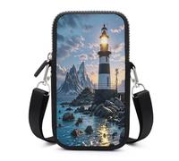 Small Crossbody Bag for Women Mini Cell Phone Purse with Strap Lightweight Cell Phone Bag Cute Cross Body Purse Lighthouse by The Sea Crossbody Wallet Crossbody Purse Travel Wallet