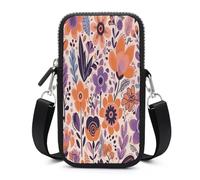 Small Crossbody Bag for Women Mini Cell Phone Purse with Strap Lightweight Cell Phone Bag Cute Cross Body Purse Light Orange Flowers Crossbody Wallet Crossbody Purse Travel Wallet
