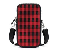 Small Crossbody Bag for Women Mini Cell Phone Purse with Strap Lightweight Cell Phone Bag Cute Cross Body Purse Red Black Buffalo Check Plaid Pattern Crossbody Wallet Crossbody Purse Travel Wallet