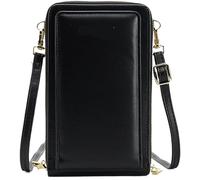 Small Crossbody Bag for Women Minimalist Credit Card Wallet Lightweight Cellphone Purse with Clear Touch Screen Window(Black)