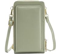 Small Crossbody Bag for Women Minimalist Credit Card Wallet Lightweight Cellphone Purse with Clear Touch Screen Window(Green)